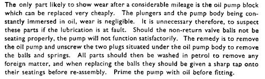 Triumph oil pump check ball seating instructions from factory workshop manual