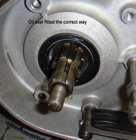 Single-lipped oil seal cross-section showing spring recess facing the oil side